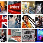 Collage of London hostel rooms and guests