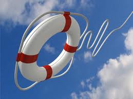 Life ring against a blue sky