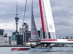First sailing day in the Hauraki Gulf, Auckland-NZ, for AC72 Luna Rossa: the italian challenger for the 34th Americ's Cup In september 2013 in San Francisco.