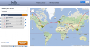 Screenshot of the Indie multi-stop route planner